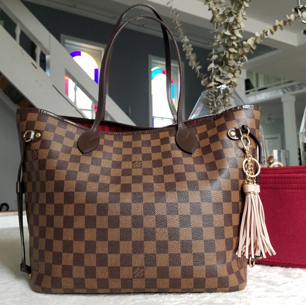 💕Authentic LV Neverfull Mm Damier Ebene Tote Bag